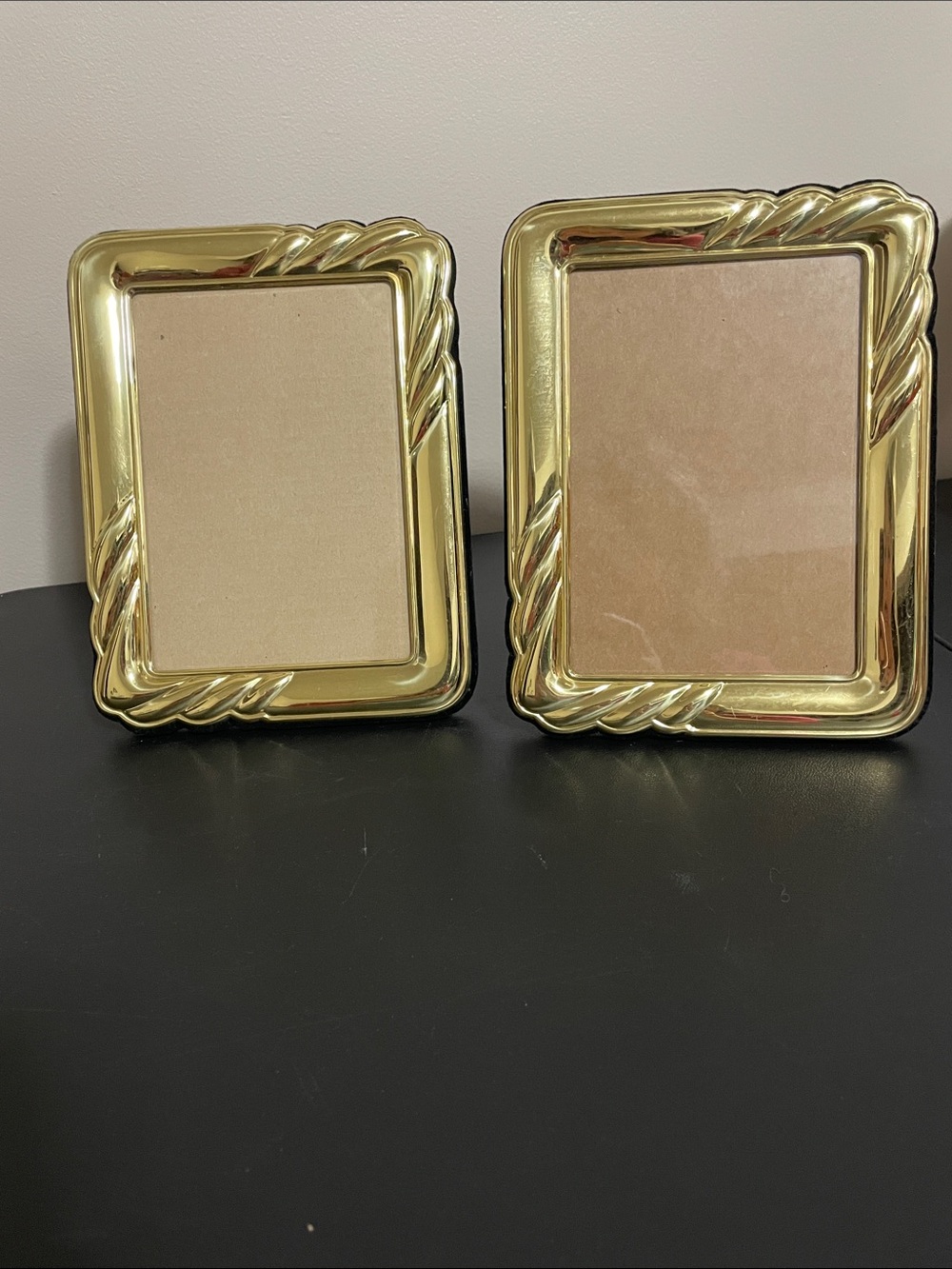 Two Vintage Polished Brass Ornate Picture Frames